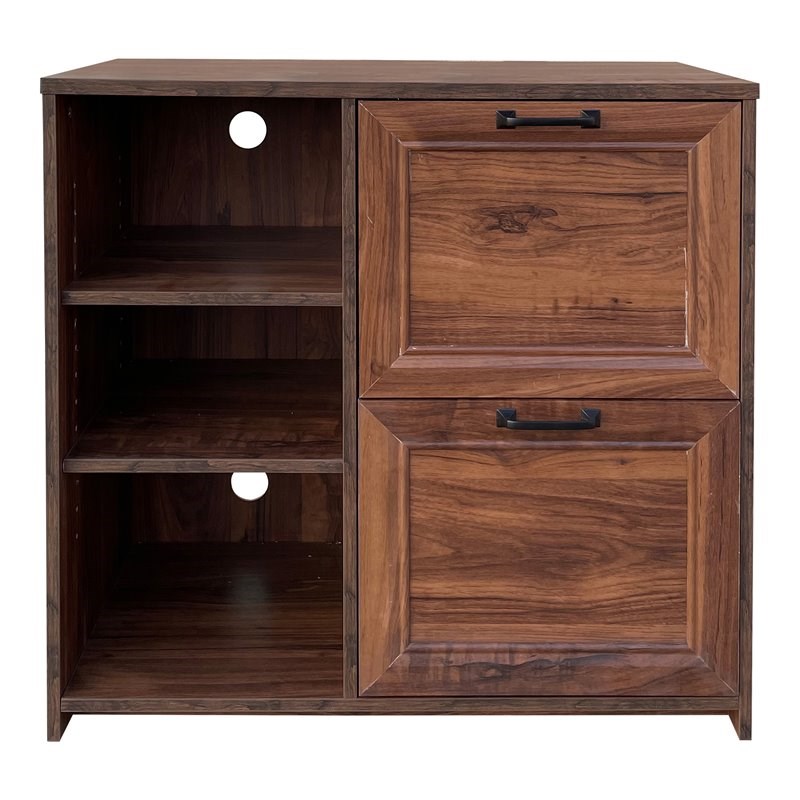 AGHDECO Oliwia 2-Drawer Wood Lateral Filing Cabinet in Walnut