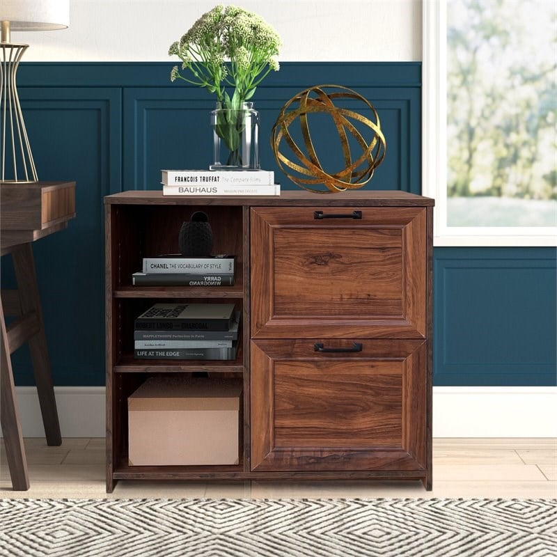 AGHDECO Oliwia 2-Drawer Wood Lateral Filing Cabinet in Walnut