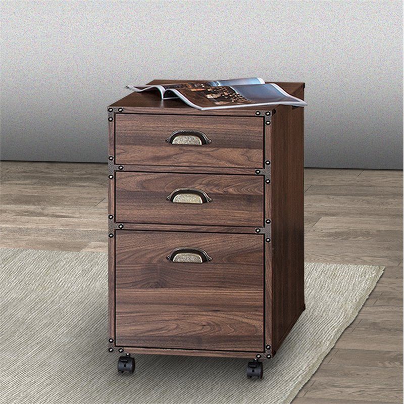 AGHDECO Howery 3-Drawer Particle Board/Wood Filing Cabinet in Walnut