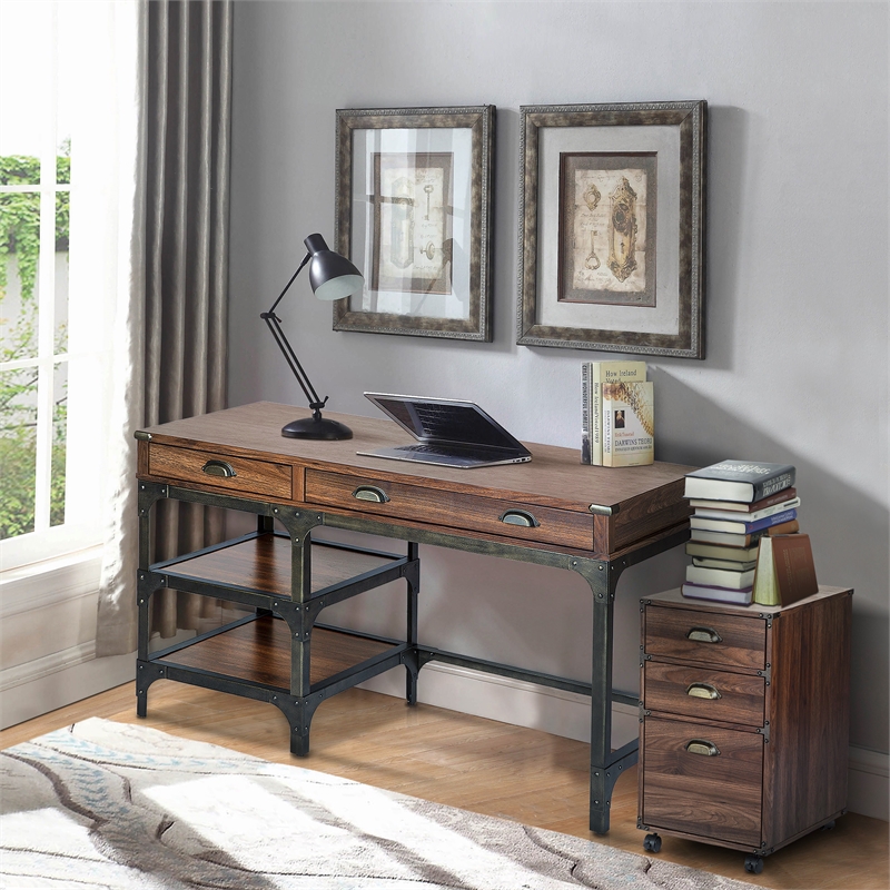 AGHDECO Howery 3-Drawer Particle Board/Wood Filing Cabinet in Walnut