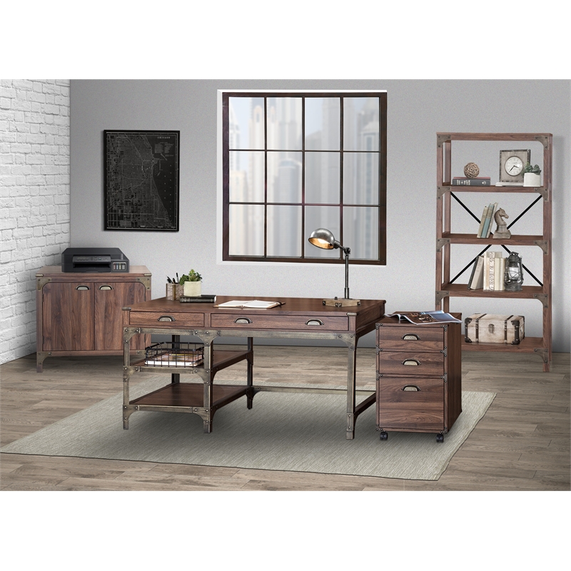 AGHDECO Howery 3-Drawer Particle Board/Wood Filing Cabinet in Walnut