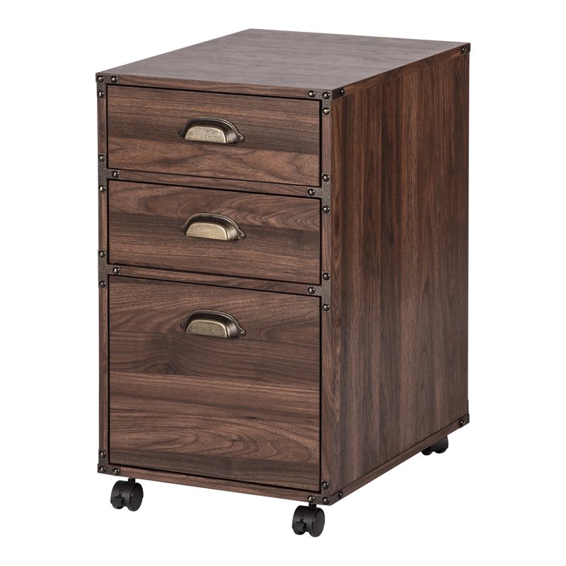 AGHDECO Howery 3-Drawer Particle Board/Wood Filing Cabinet in Walnut