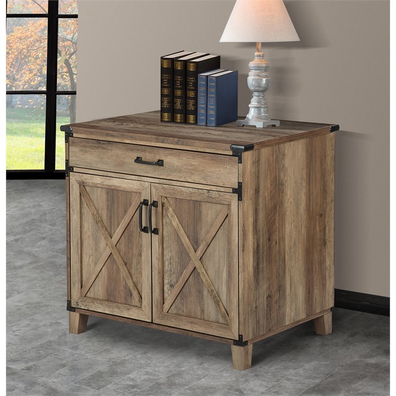 AGHDECO Roney 1-Drawer Particle Board/Wood Storage Cabinet in Rustic Oak