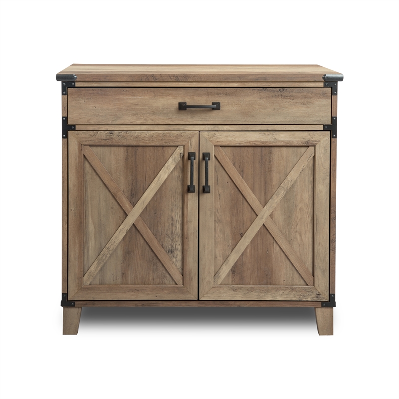 AGHDECO Roney 1-Drawer Particle Board/Wood Storage Cabinet in Rustic Oak