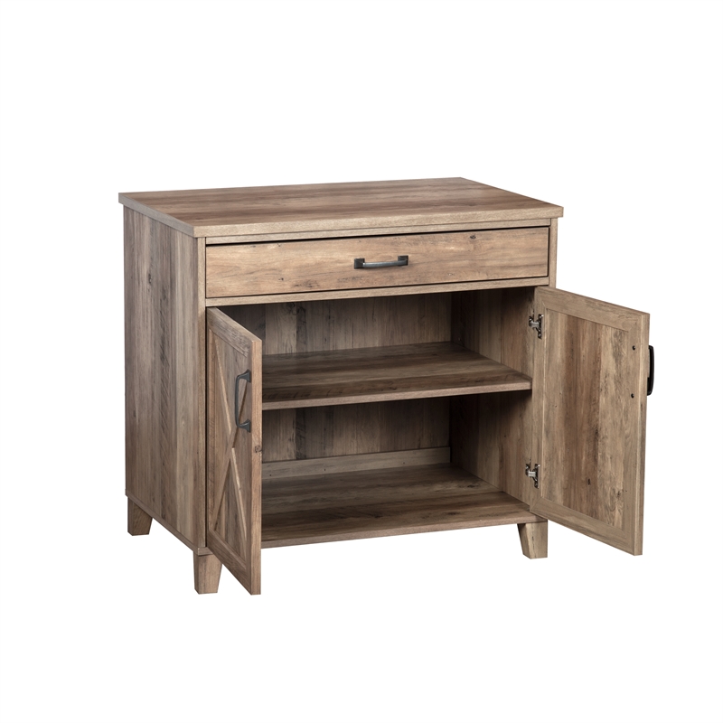 AGHDECO Roney 1-Drawer Particle Board/Wood Storage Cabinet in Rustic Oak