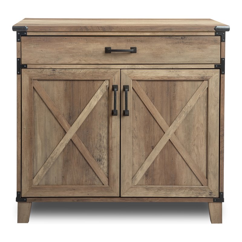 AGHDECO Roney 1-Drawer Particle Board/Wood Storage Cabinet in Rustic Oak
