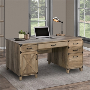 aghdeco roney transitional particle board/wood desk in rustic oak