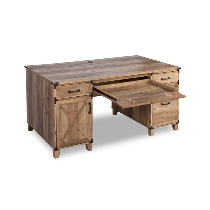 AGHDECO Roney Farmhouse Wooden Home Office Desk in Rustic Oak