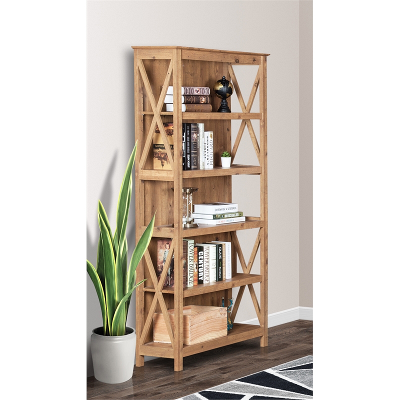 AGHDECO Austin 5-Tier Modern Engineered Wood Bookcase in Light Brown