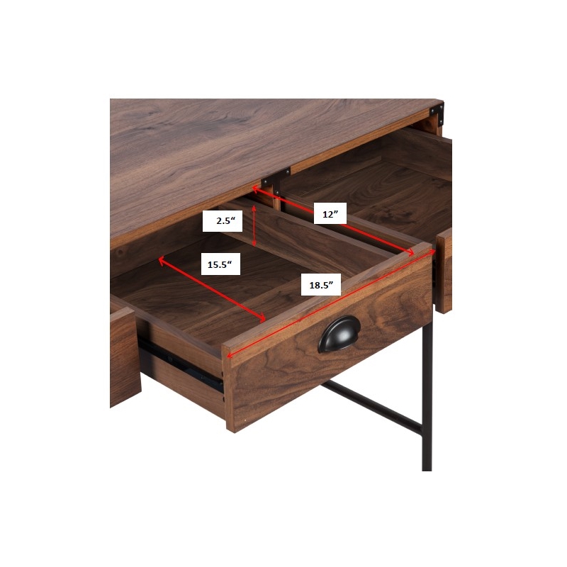AGHDECO Brunei 3-Drawer Traditional Engineered Wood Writing Desk in Walnut