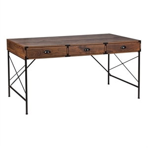 AGHDECO Brunei 3-Drawer Traditional Engineered Wood Writing Desk in Walnut