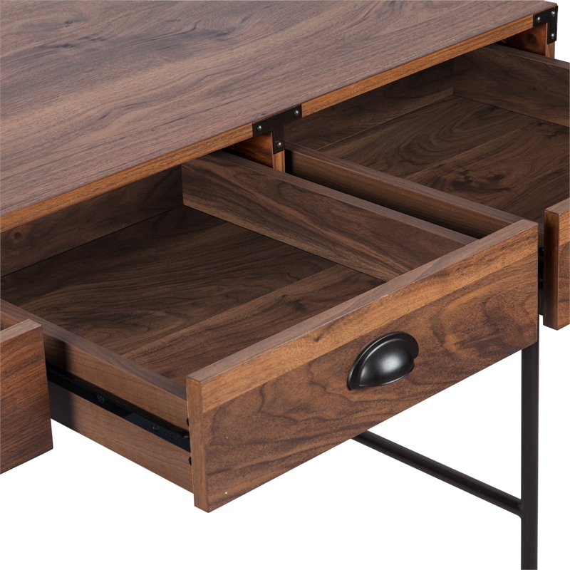AGHDECO Brunei 3-Drawer Traditional Engineered Wood Writing Desk in Walnut