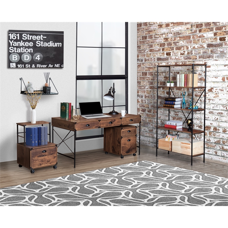 AGHDECO Brunei 3-Drawer Traditional Engineered Wood Writing Desk in Walnut