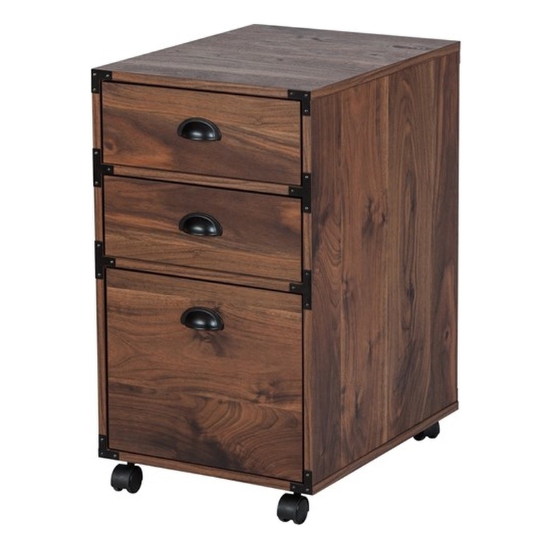 AGHDECO Brunei Modern Engineered Wood File Drawer with Metal Hardware in Walnut