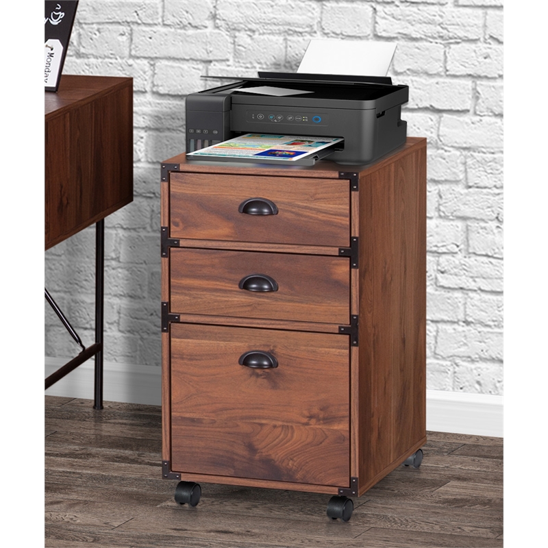 AGHDECO Brunei Modern Engineered Wood File Drawer with Metal Hardware in Walnut