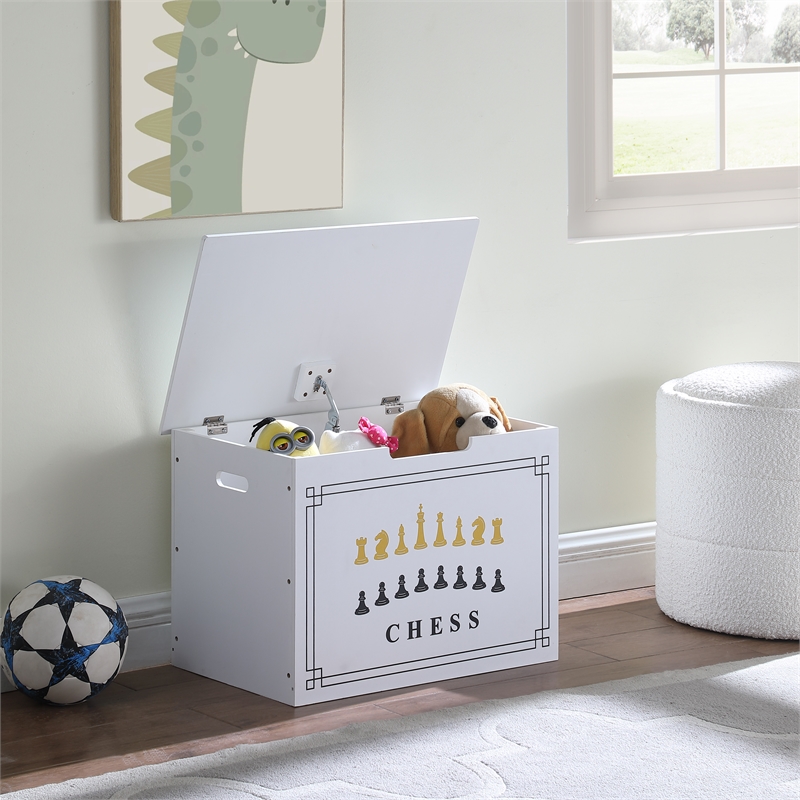 AGHDECO Pieryakers Engineered Wood Toy Box Organizer with Flip Top Lid in White