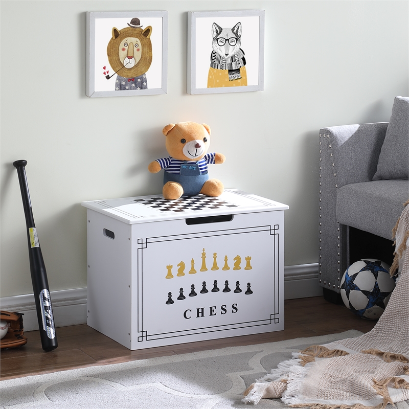 AGHDECO Pieryakers Engineered Wood Toy Box Organizer with Flip Top Lid in White