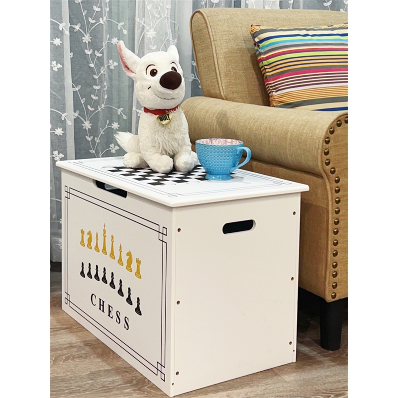 AGHDECO Pieryakers Engineered Wood Toy Box Organizer with Flip Top Lid in White