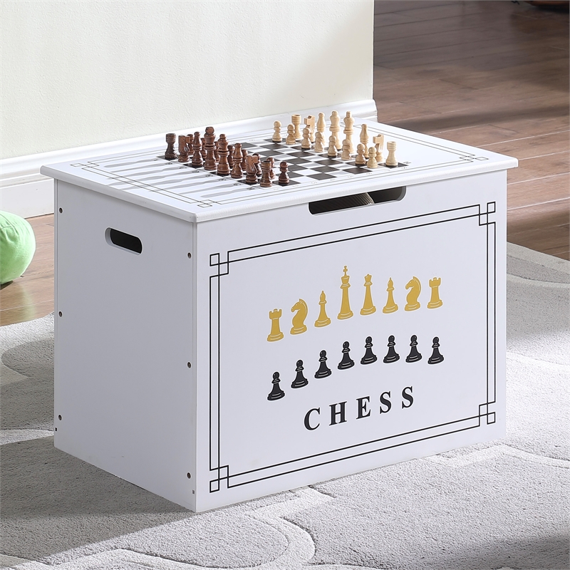 AGHDECO Pieryakers Engineered Wood Toy Box Organizer with Flip Top Lid in White