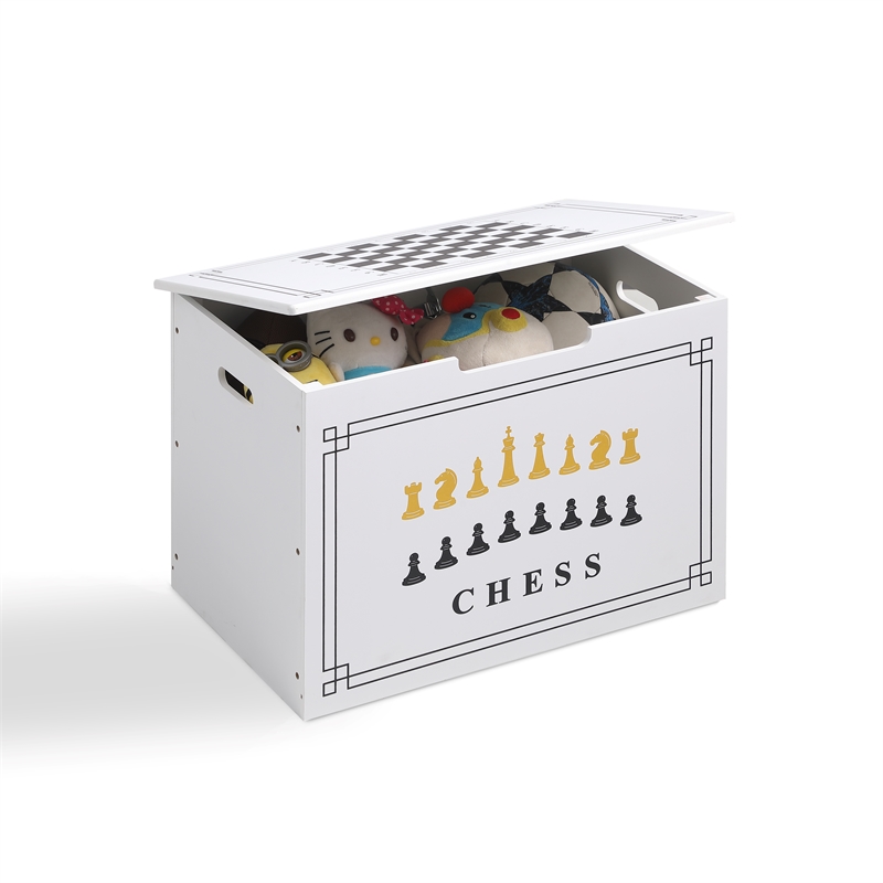 AGHDECO Pieryakers Engineered Wood Toy Box Organizer with Flip Top Lid in White