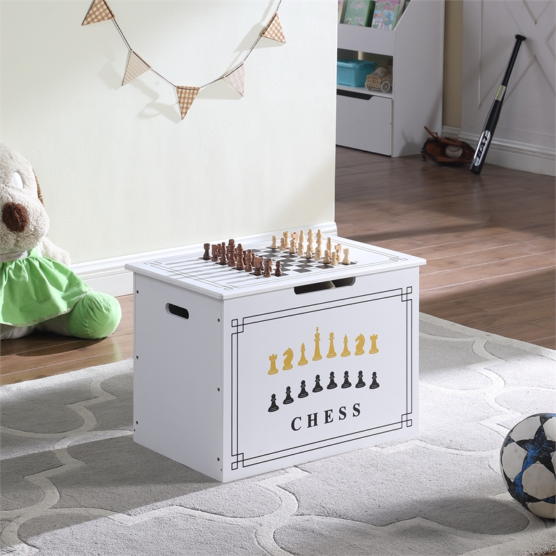 AGHDECO Pieryakers Engineered Wood Toy Box Organizer with Flip Top Lid in White