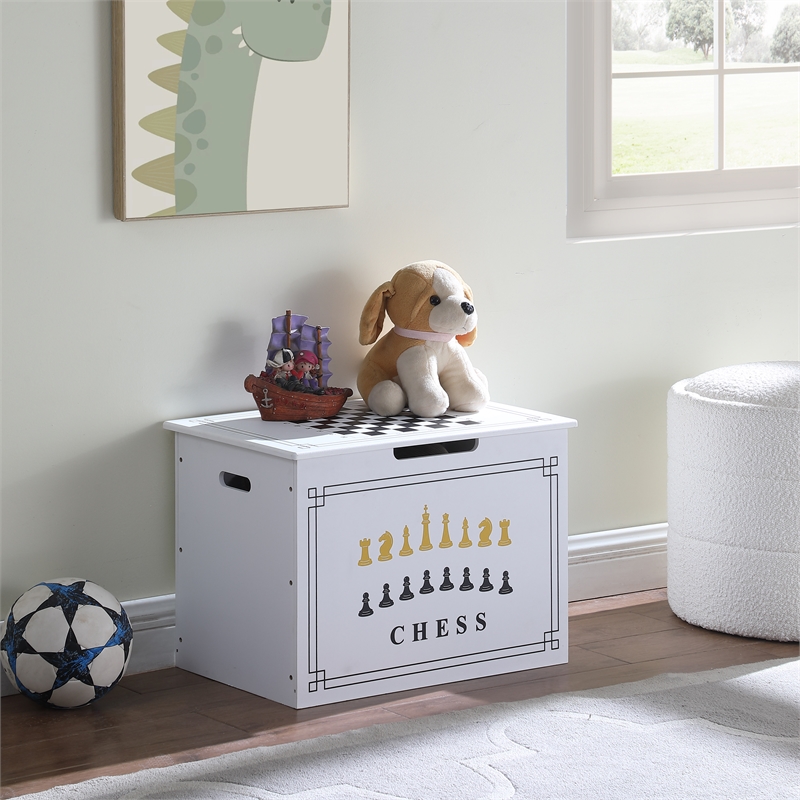 AGHDECO Pieryakers Engineered Wood Toy Box Organizer with Flip Top Lid in White