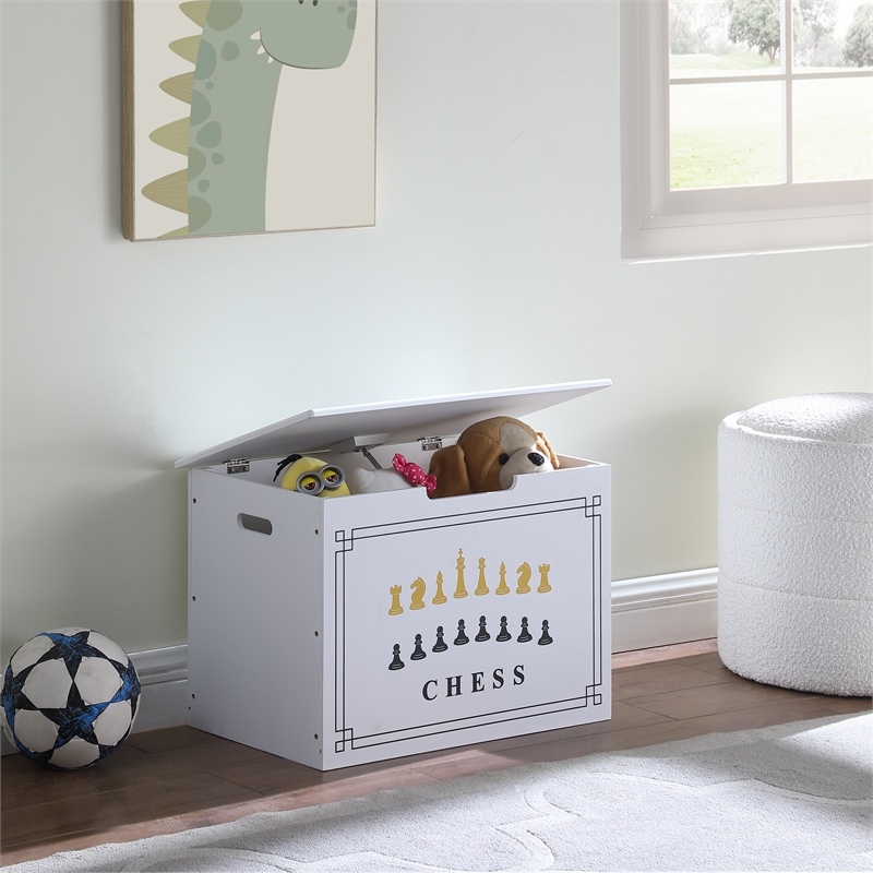 AGHDECO Pieryakers Engineered Wood Toy Box Organizer with Flip Top Lid in White