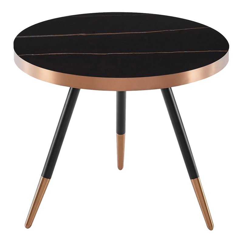 Limari Home Cayson Small Modern Metal and Glass Coffee Table in Black/Gold