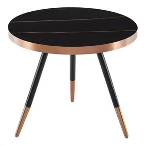 Limari Home Cayson Small Modern Metal and Glass Coffee Table in Black/Gold