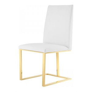 Limari Home Frankie 18.9&quot Contemporary Faux Leather Dining Chair in White/Gold