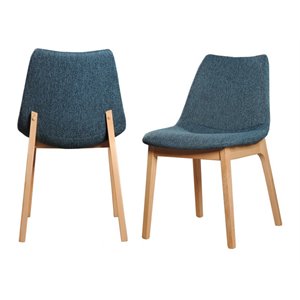 Limari Home Chrissy 18&quot Fabric/Solid Wood Dining Chairs in Blue (Set of 2)