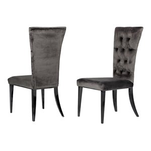 Limari Home Darley 19&quot Modern Velvet Dining Chairs in Gray (Set of 2)