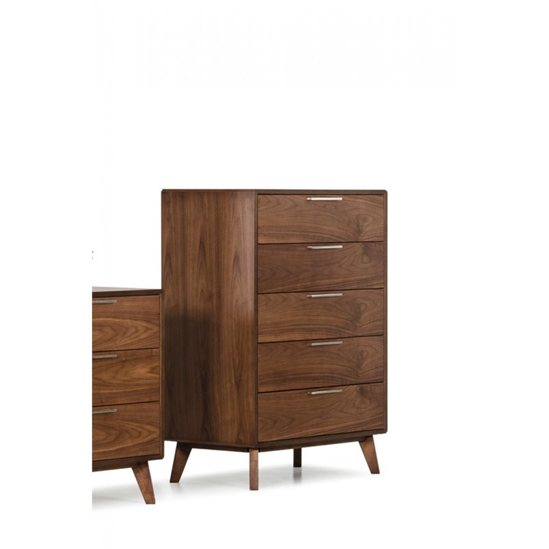 Limari Home Soria Modern Veneer Wood and Stainless Steel Bedroom Chest in Walnut