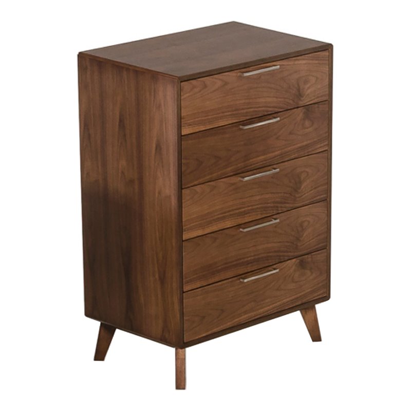 Limari Home Soria Modern Veneer Wood and Stainless Steel Bedroom Chest in Walnut