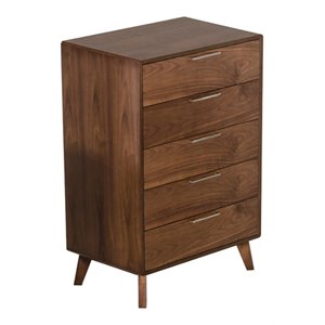 limari home soria modern veneer wood and stainless steel bedroom chest in walnut