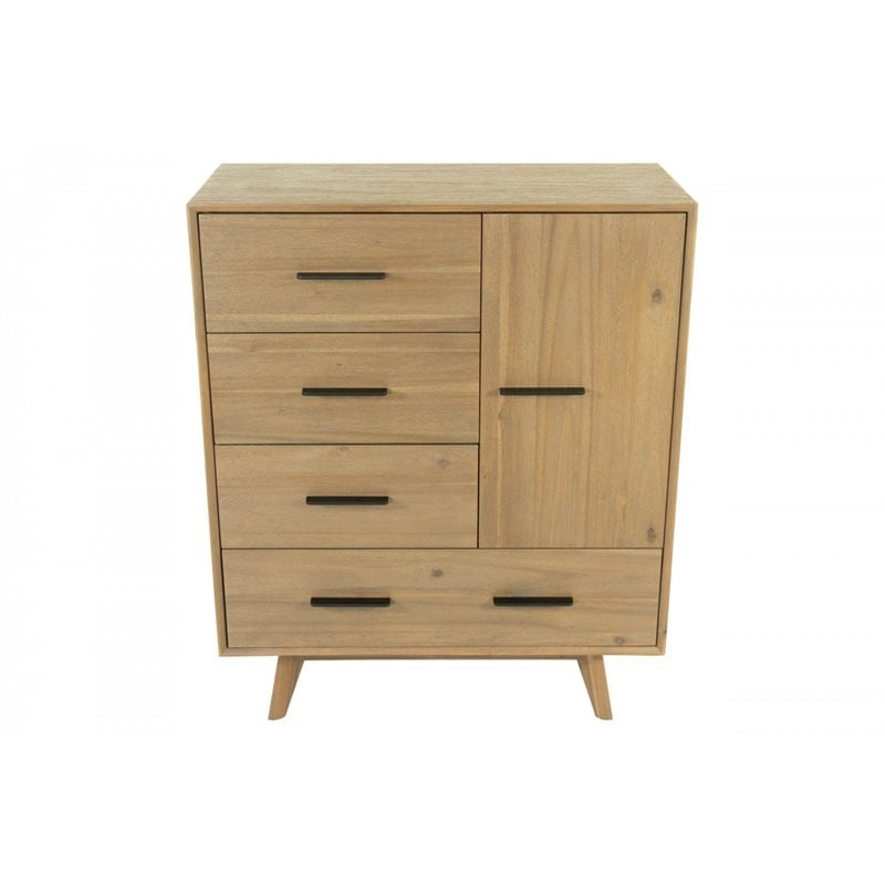 Limari Home Claire Contemporary Veneer Wood and Metal Chest in Walnut Natural