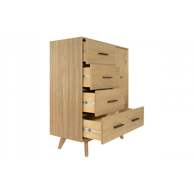 Limari Home Claire Contemporary Veneer Wood and Metal Chest in Walnut Natural