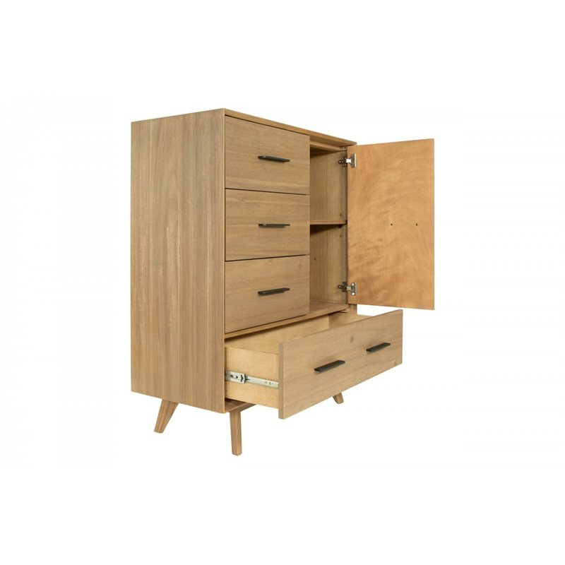 Limari Home Claire Contemporary Veneer Wood and Metal Chest in Walnut Natural