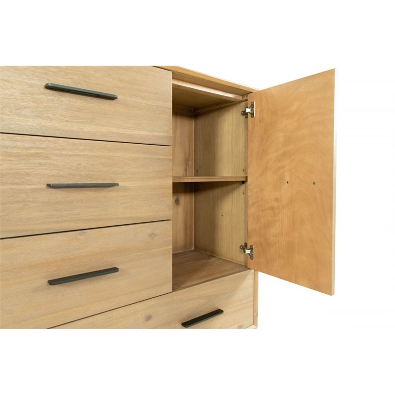 Limari Home Claire Contemporary Veneer Wood and Metal Chest in Walnut Natural