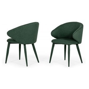 Limari Home Keller 19.3&quot Modern Fabric/Metal Dining Chairs in Green (Set of 2)