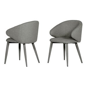 Limari Home Keller 19.3&quot Modern Fabric/Metal Dining Chairs in Gray (Set of 2)