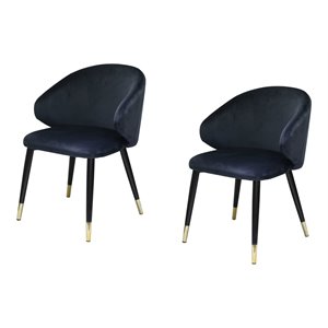 Limari Home Elon 18.9&quot Modern Velvet/Metal Dining Chairs in Blue (Set of 2)