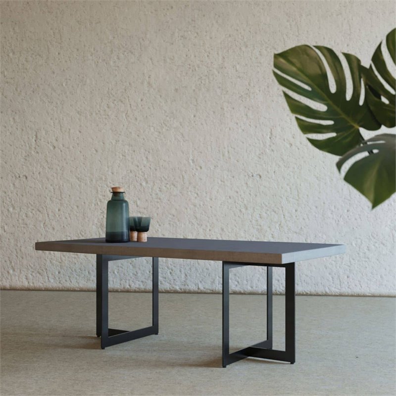 Limari Home Sharon Modern Concrete and Metal Coffee Table in Gray/Black