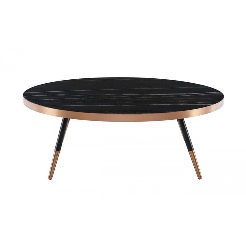 Limari Home Cayson Modern Ceramic and Metal Coffee Table in Black/Gold