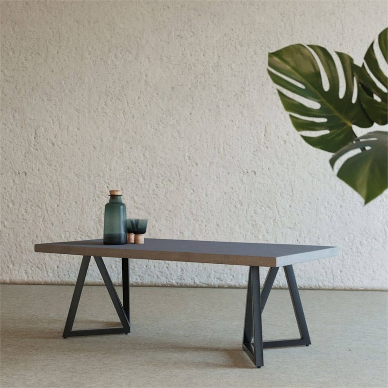 Limari Home Richmond Modern Concrete and Metal Coffee Table in Gray/Black