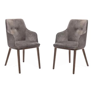 Limari Home Theresa 18&quot Solid Wood Dining Chairs in Gray/Walnut (Set of 2)