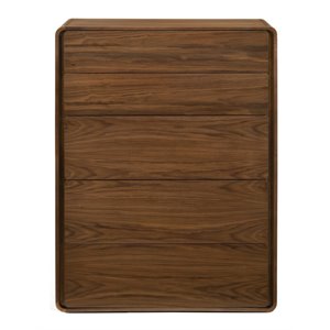 limari home dustin veneer and rubberwood 5 drawers bedroom chest in walnut