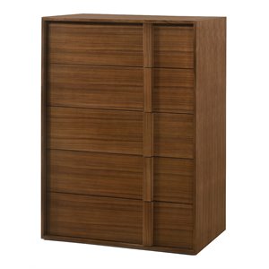 limari home berlin modern veneer wood 5 drawers bedroom chest in walnut