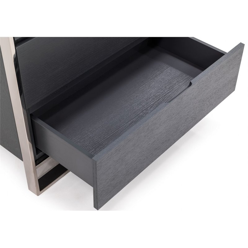 Limari Home Jolene Modern Veneer Wood and Stainless Steel Bedroom Chest in Gray