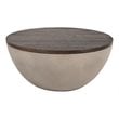 Limari Home Marie Round Concrete/Solid Wood Coffee Table in Gray/Brown Oak